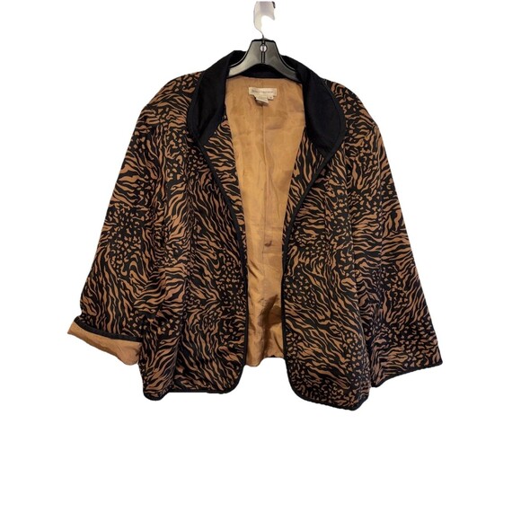 Patrick Christopher Jackets & Blazers - Patrick Christopher Jacket Women 3X Black Brown Animal Print Blazer Open Zip